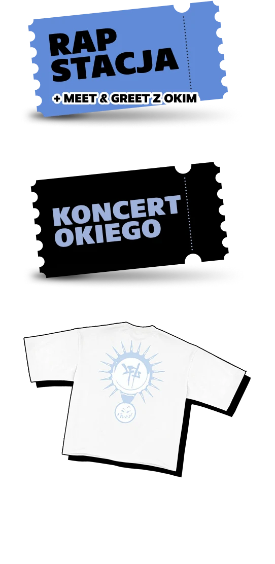Bilet RAP STACJA + meet & greet z Okim, bilet na koncert Okiego, koszulka